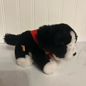 Build-A-Bear Black and White Plush Border Collie Plush with Red Bandana